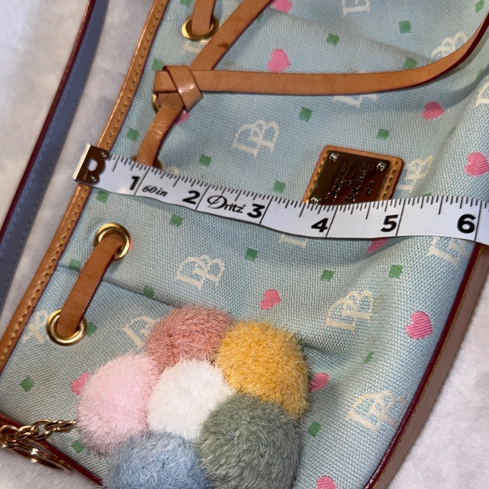 Dooney & Bourke Mint Pastel Heart Mini Shoulder Bag with Pom Pom Charm - Picture 13 of 16